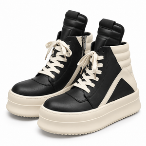 '+5-6cm|BLACK IVORY REBEL ブラック ホワイト レベル 厚底ハイカットスニーカー|BR0002|BREAKVOID9