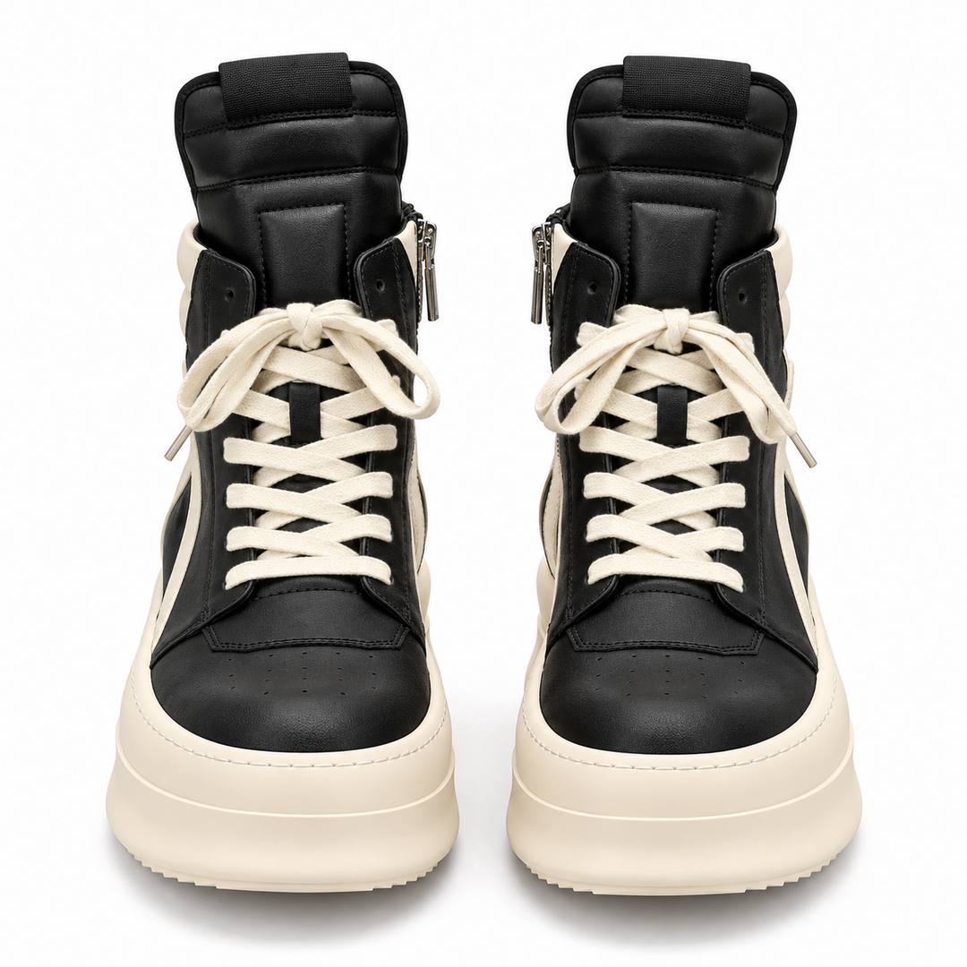 '+5-6cm｜BLACK IVORY REBEL ブラック ホワイト レベル 厚底ハイカットスニーカー｜BR0002｜BREAKVOID9