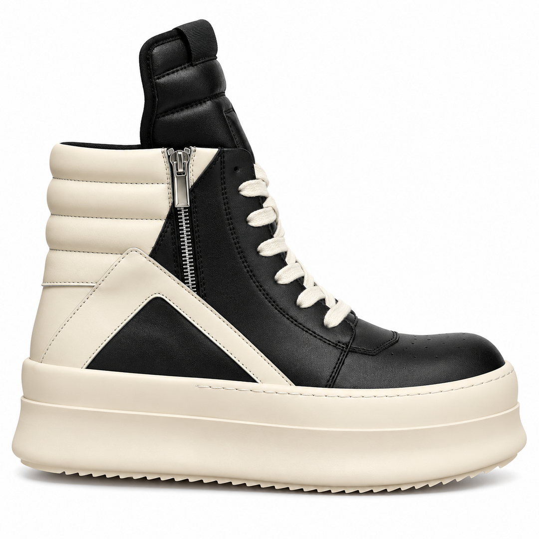 '+5-6cm｜BLACK IVORY REBEL ブラック ホワイト レベル 厚底ハイカットスニーカー｜BR0002｜BREAKVOID9
