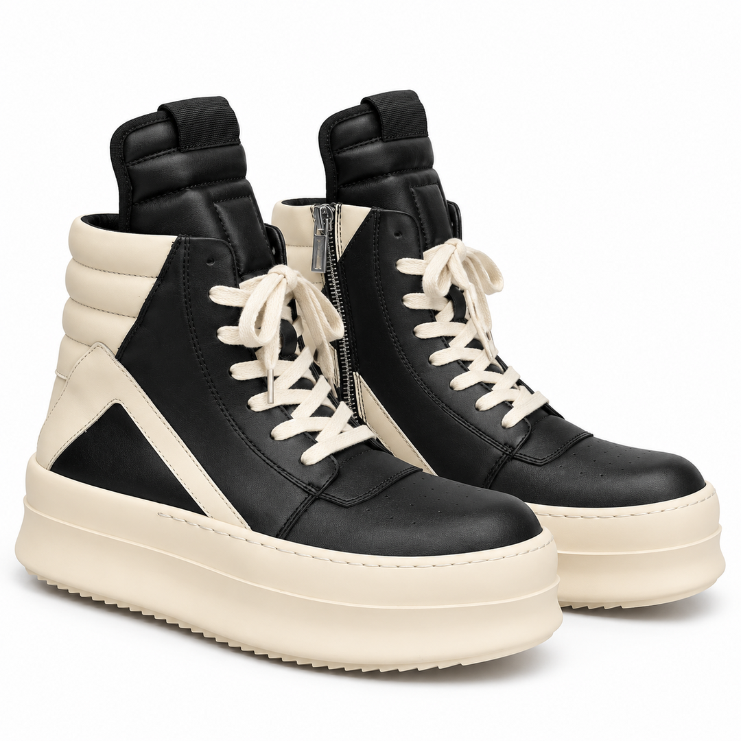 '+5-6cm｜BLACK IVORY REBEL ブラック ホワイト レベル 厚底ハイカットスニーカー｜BR0002｜BREAKVOID9