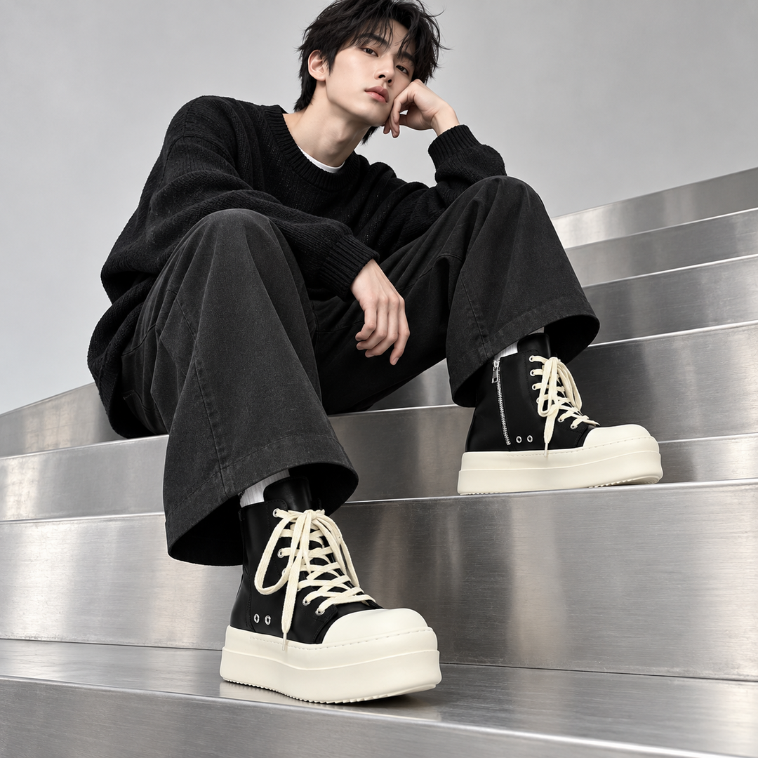 '+5-6cm｜NIGHT WHITE REBEL 厚底ハイカットスニーカー｜BR0010｜BREAKVOID9