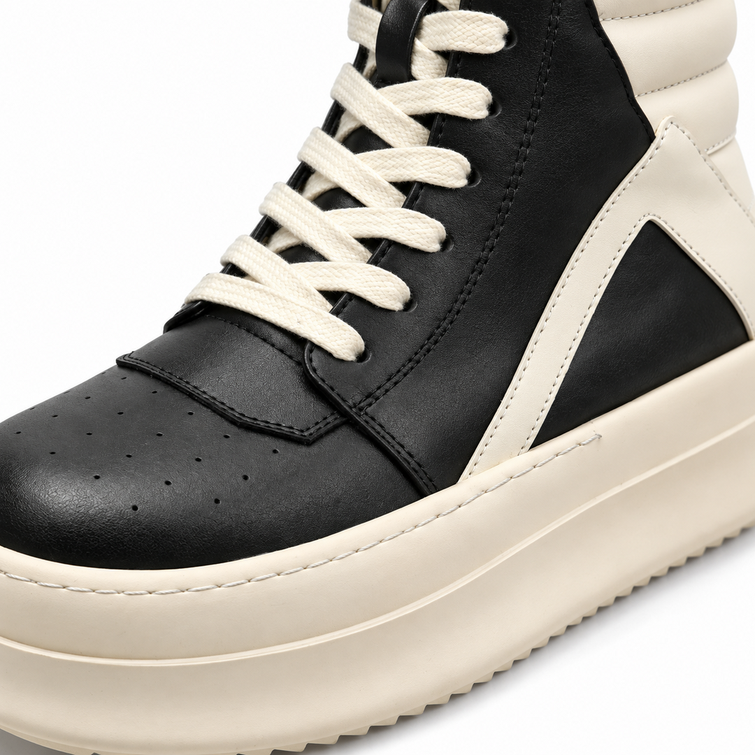 '+5-6cm｜BLACK IVORY REBEL ブラック ホワイト レベル 厚底ハイカットスニーカー｜BR0002｜BREAKVOID9