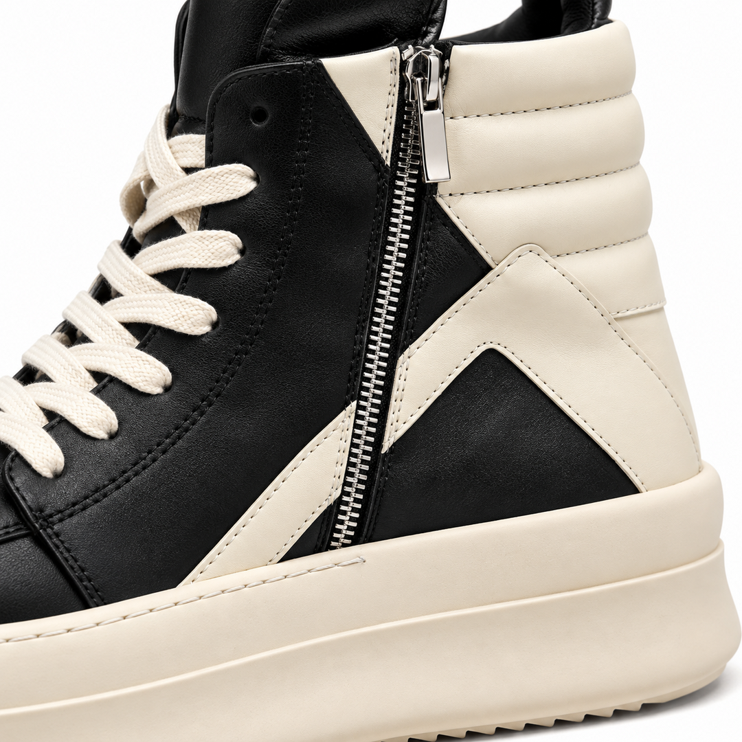 '+5-6cm｜BLACK IVORY REBEL ブラック ホワイト レベル 厚底ハイカットスニーカー｜BR0002｜BREAKVOID9