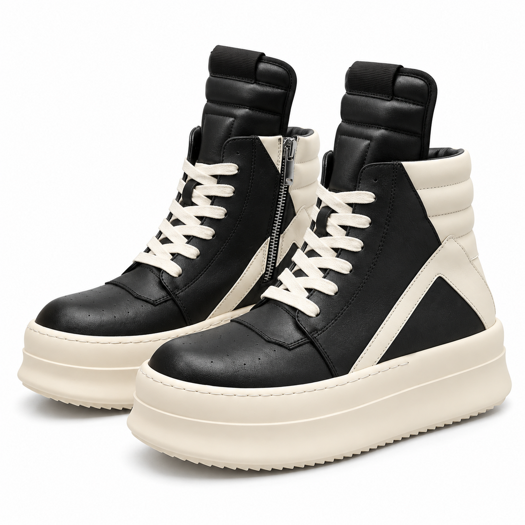 '+5-6cm｜BLACK IVORY REBEL ブラック ホワイト レベル 厚底ハイカットスニーカー｜BR0002｜BREAKVOID9