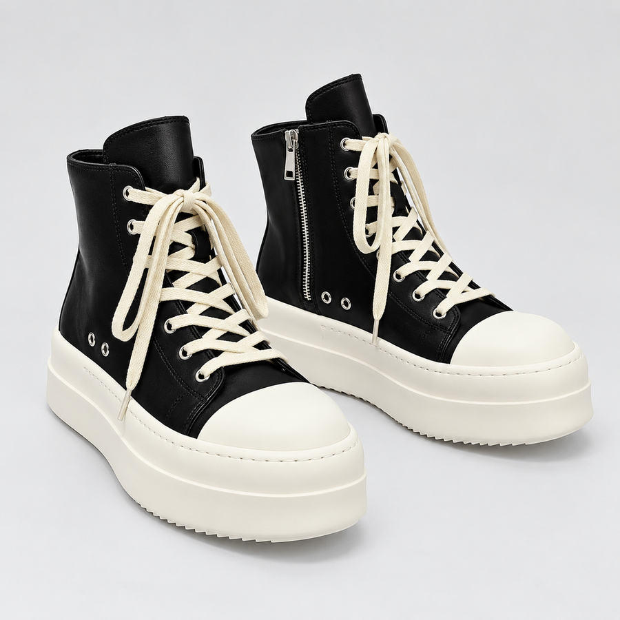+5-6cm｜NIGHT WHITE REBEL 厚底ハイカットスニーカー｜BR0010｜BREAKVOID9