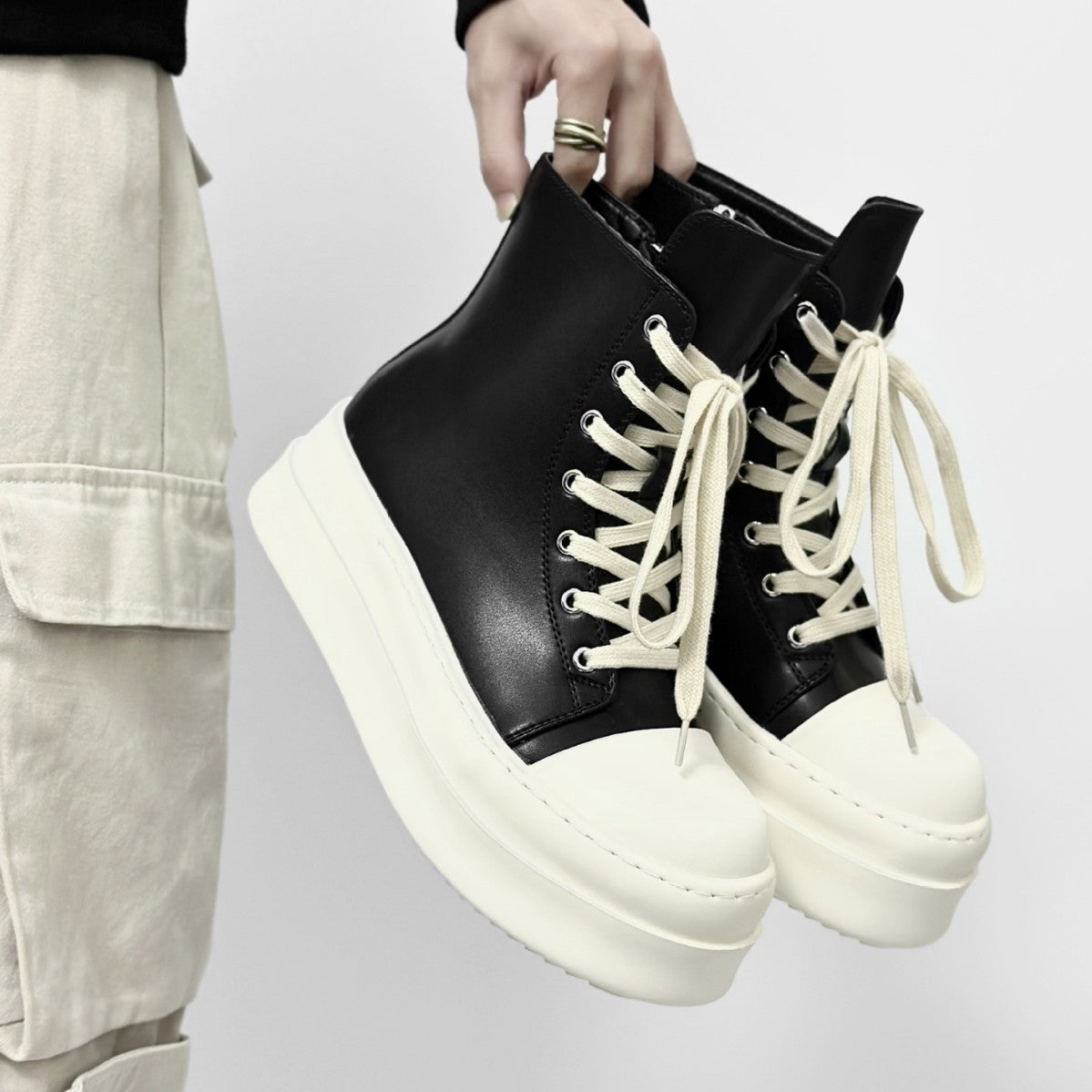 '+5-6cm｜NIGHT WHITE REBEL 厚底ハイカットスニーカー｜BR0010｜BREAKVOID9