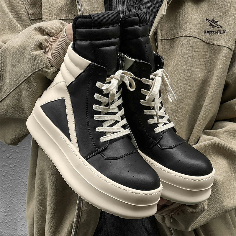'+5-6cm｜BLACK IVORY REBEL ブラック ホワイト レベル 厚底ハイカットスニーカー｜BR0002｜BREAKVOID9