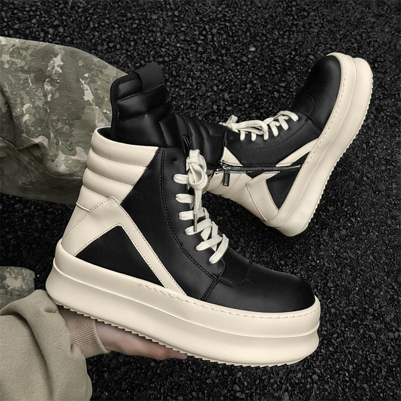 '+5-6cm｜BLACK IVORY REBEL ブラック ホワイト レベル 厚底ハイカットスニーカー｜BR0002｜BREAKVOID9