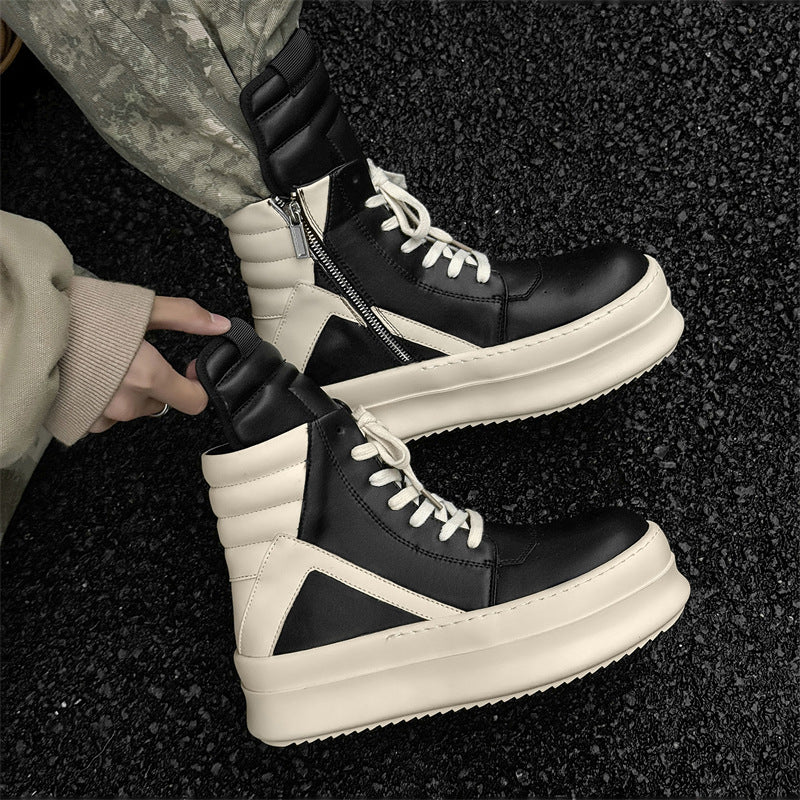 '+5-6cm｜BLACK IVORY REBEL ブラック ホワイト レベル 厚底ハイカットスニーカー｜BR0002｜BREAKVOID9